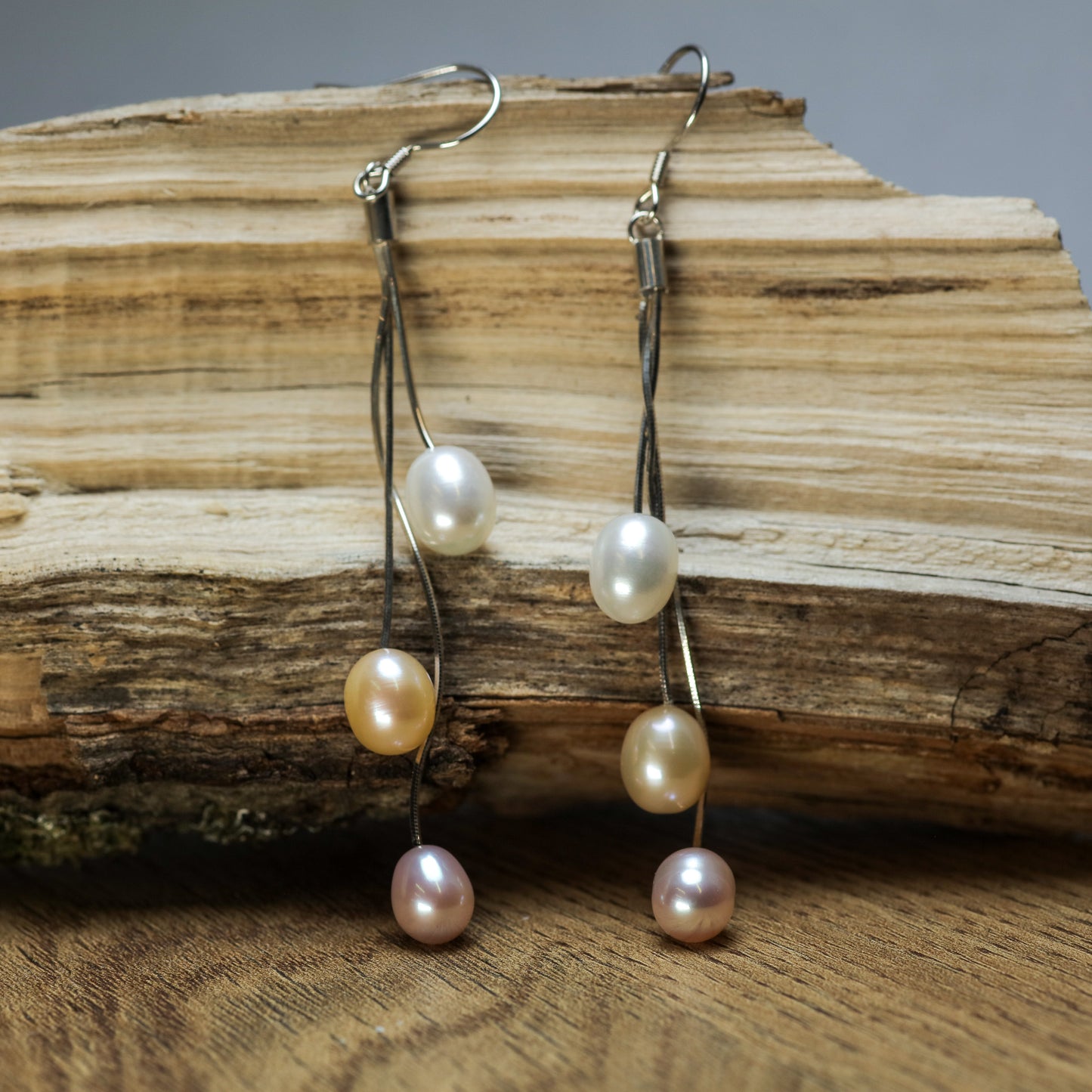 Multi-Tone Natural Cultured Pearl Cascade Earrings