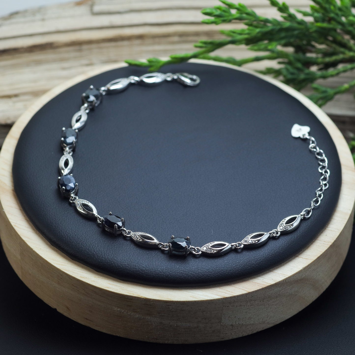Natural Sapphire Marquise & Station Link Bracelet