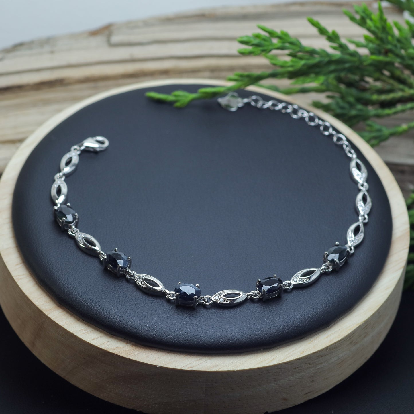 Natural Sapphire Marquise & Station Link Bracelet