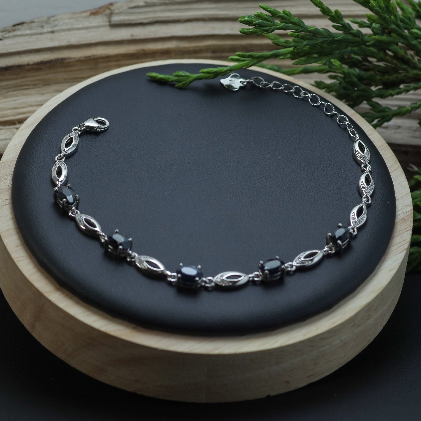 Natural Sapphire Marquise & Station Link Bracelet
