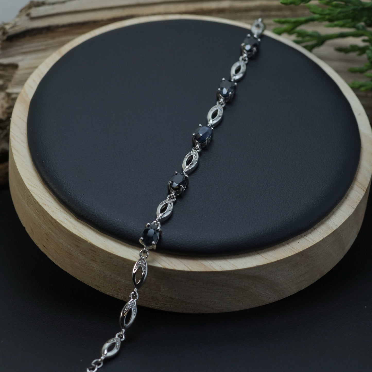 Natural Sapphire Marquise & Station Link Bracelet