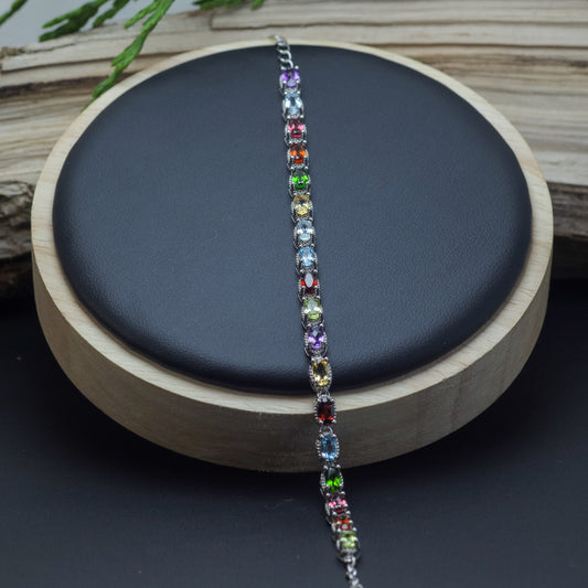 Natural Multi-Gemstone Vibrant Tennis Bracelet