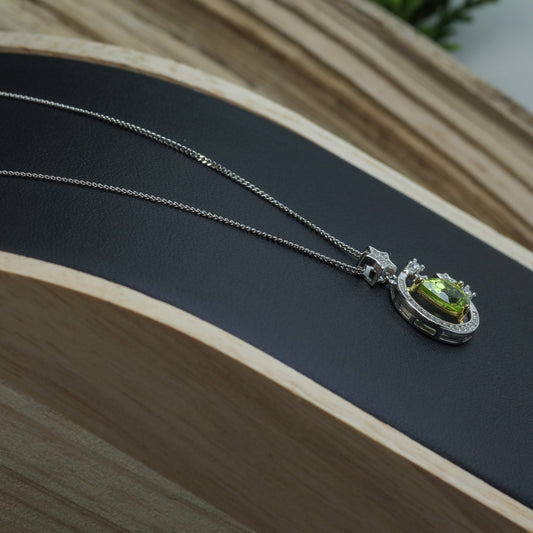 Natural Peridot Celestial Moon & Star Pendant Necklace