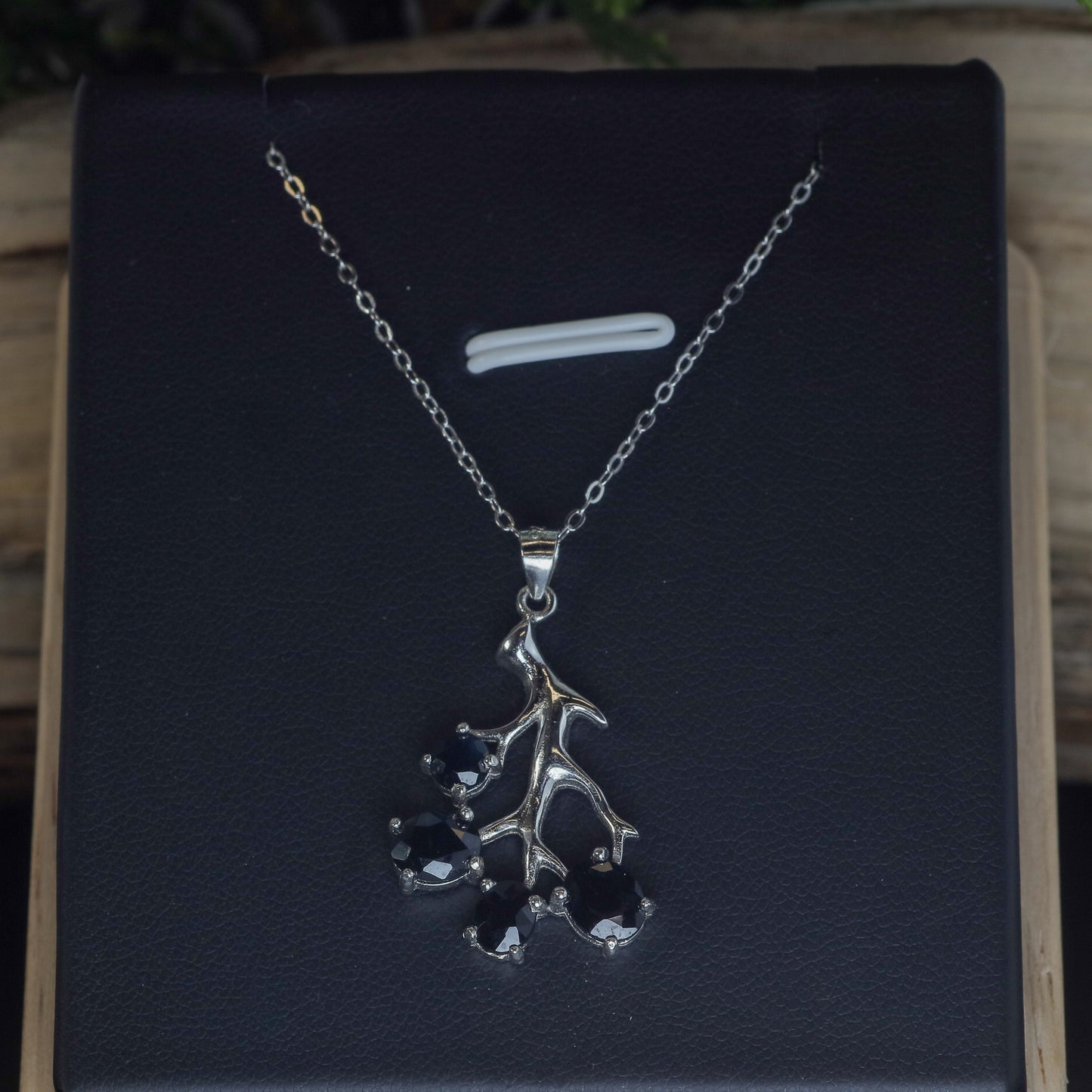 Natural Sapphire Branch Pendant Necklace