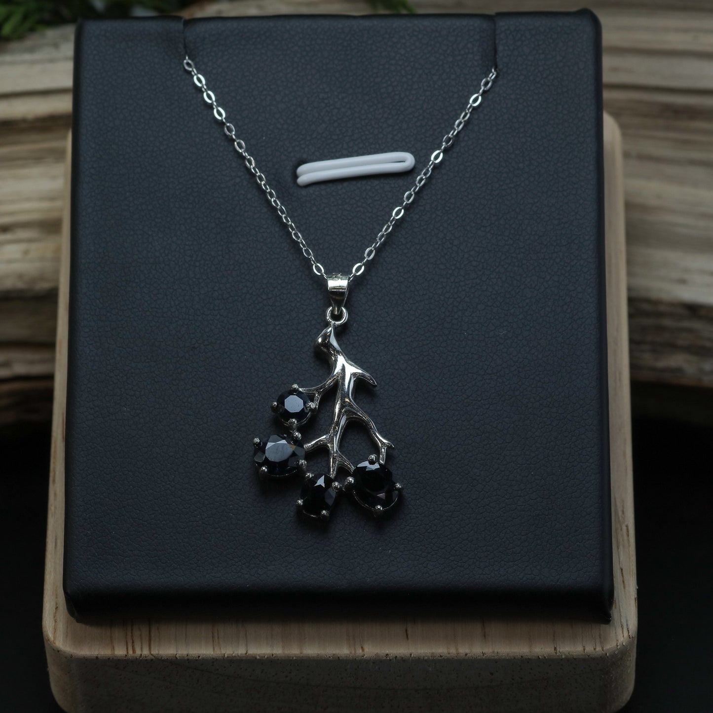 Natural Sapphire Branch Pendant Necklace