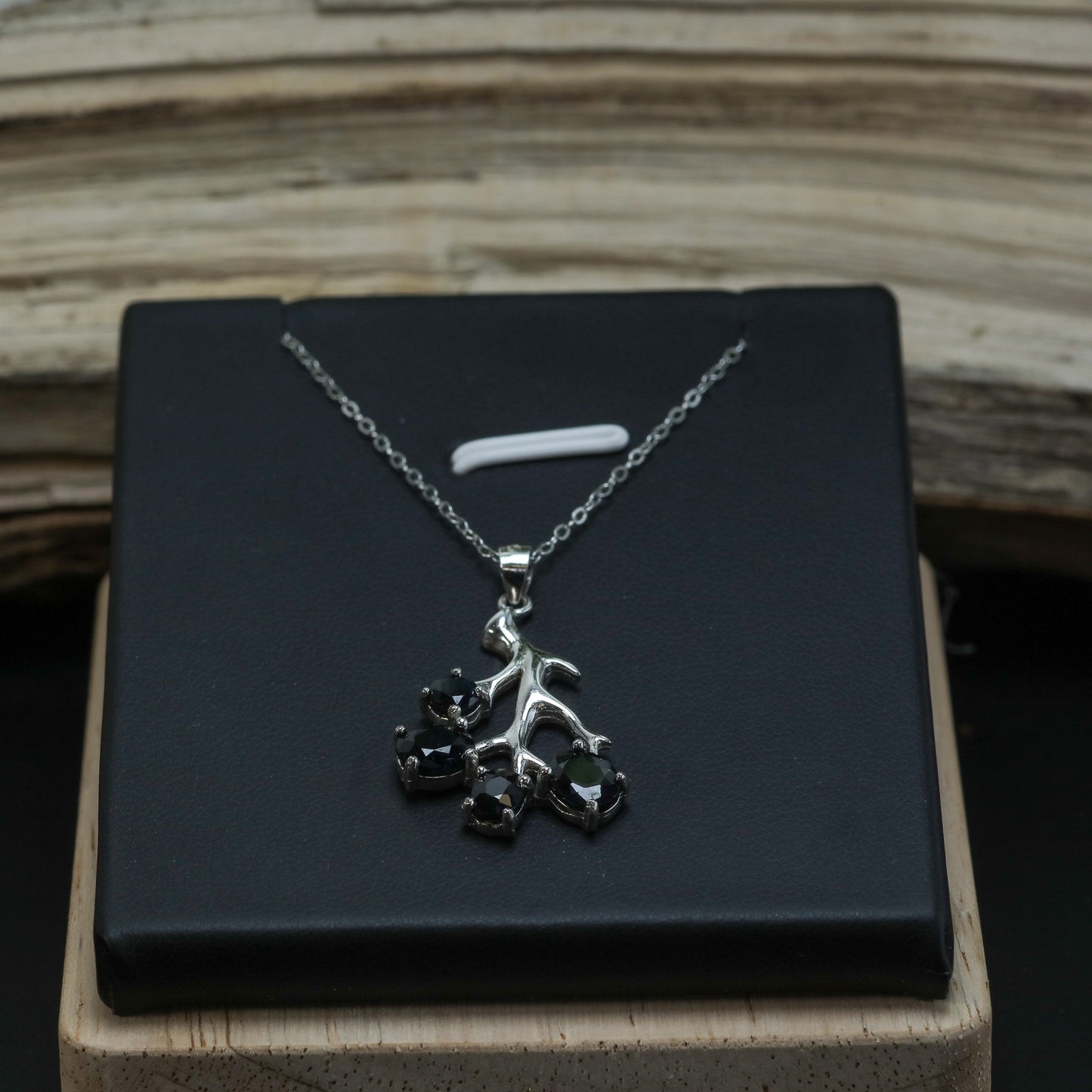 Natural Sapphire Branch Pendant Necklace