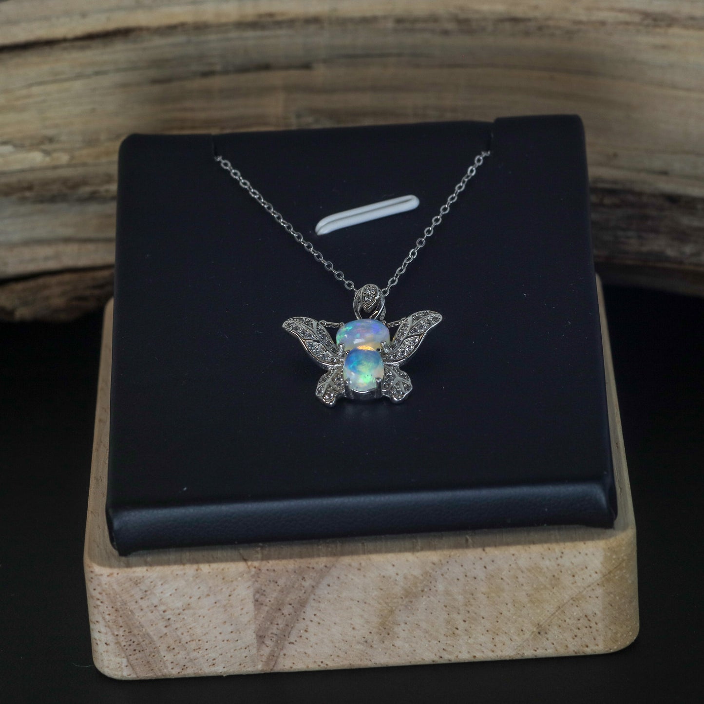 Natural Ethiopian Opal Bee Pendant Necklace