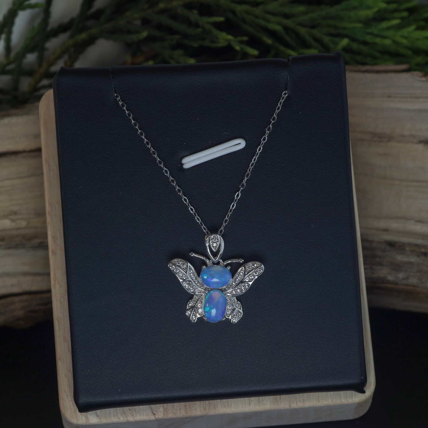 Natural Ethiopian Opal Bee Pendant Necklace