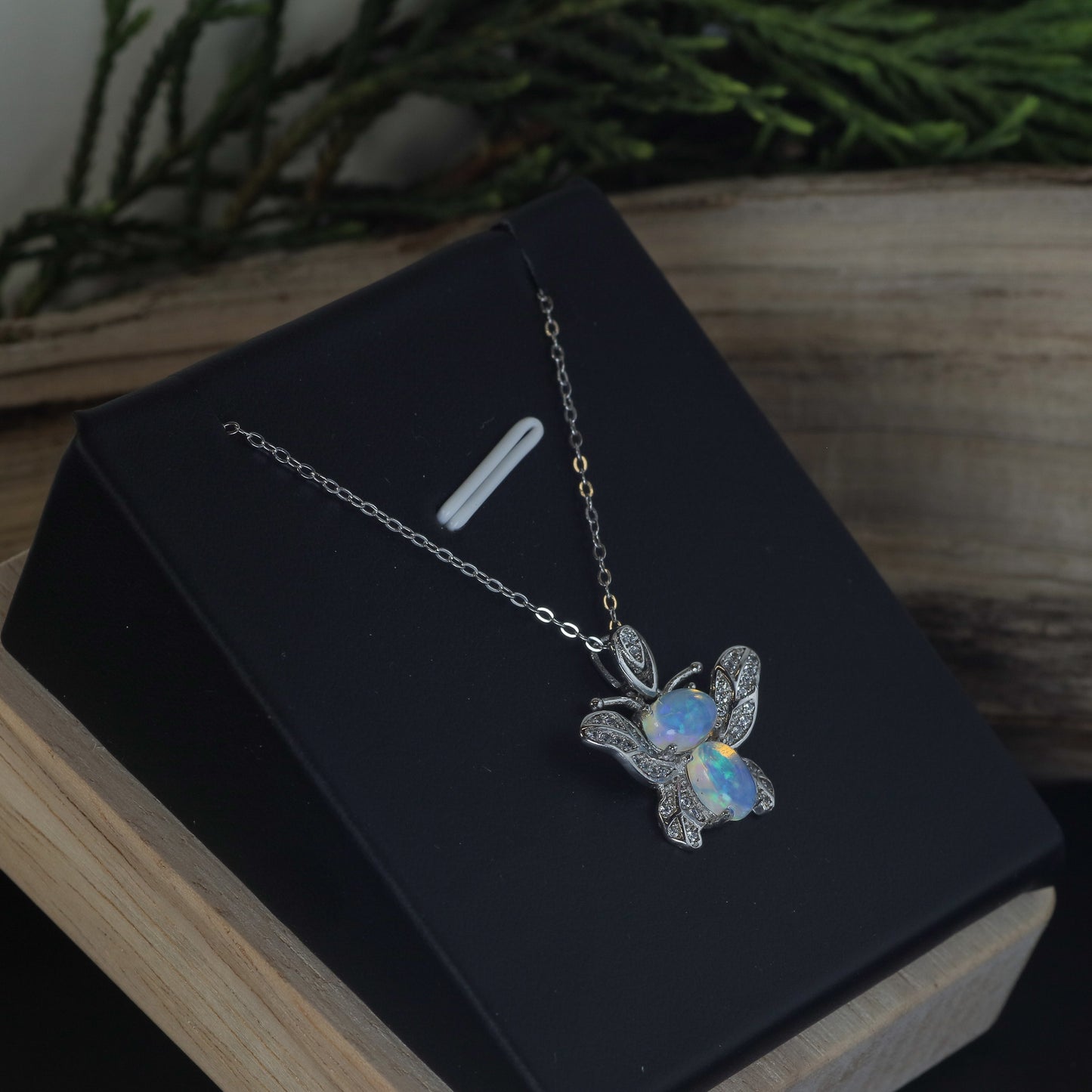 Natural Ethiopian Opal Bee Pendant Necklace