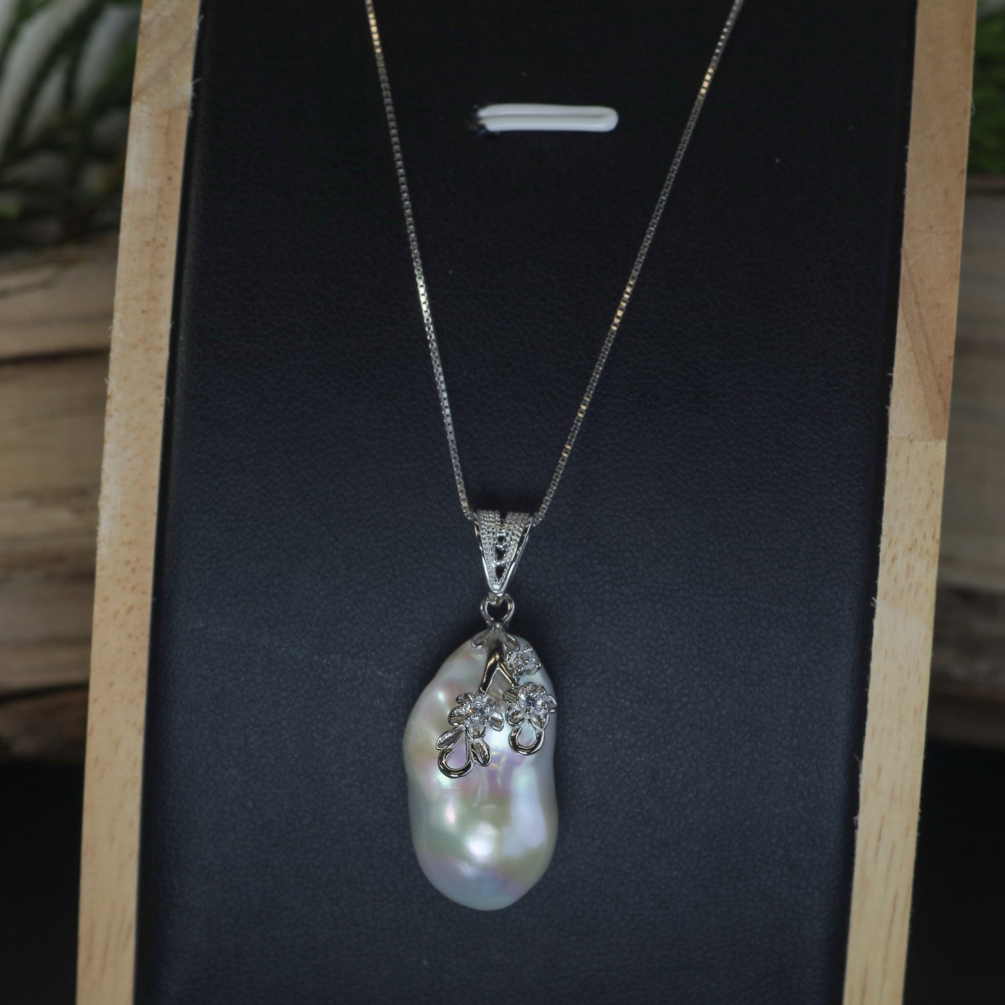 Baroque Natural Cultured Pearl Floral Statement Pendant Necklace