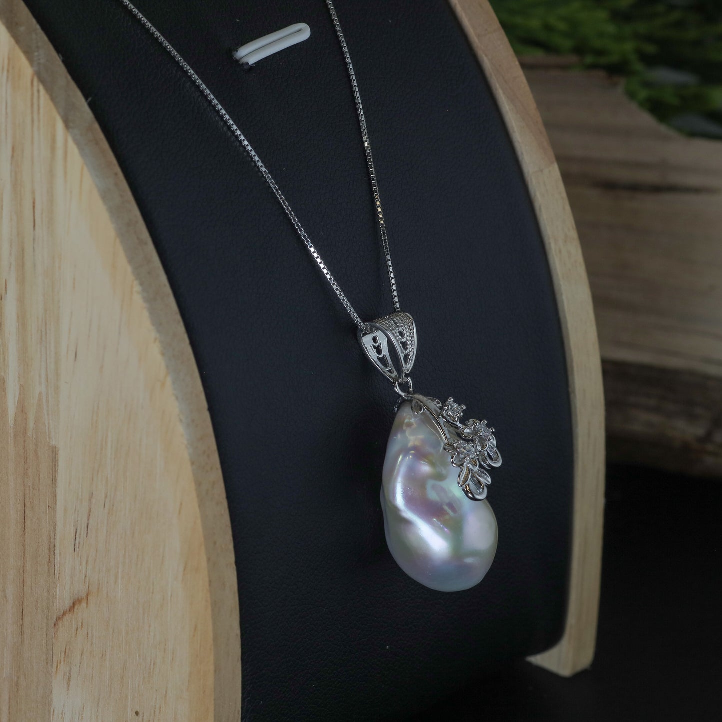 Baroque Natural Cultured Pearl Floral Statement Pendant Necklace