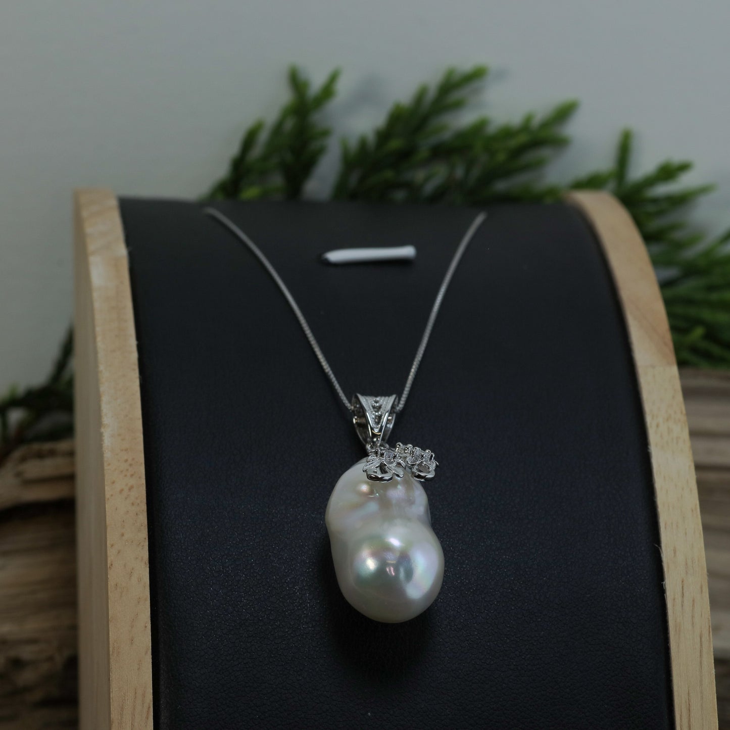 Baroque Natural Cultured Pearl Floral Statement Pendant Necklace