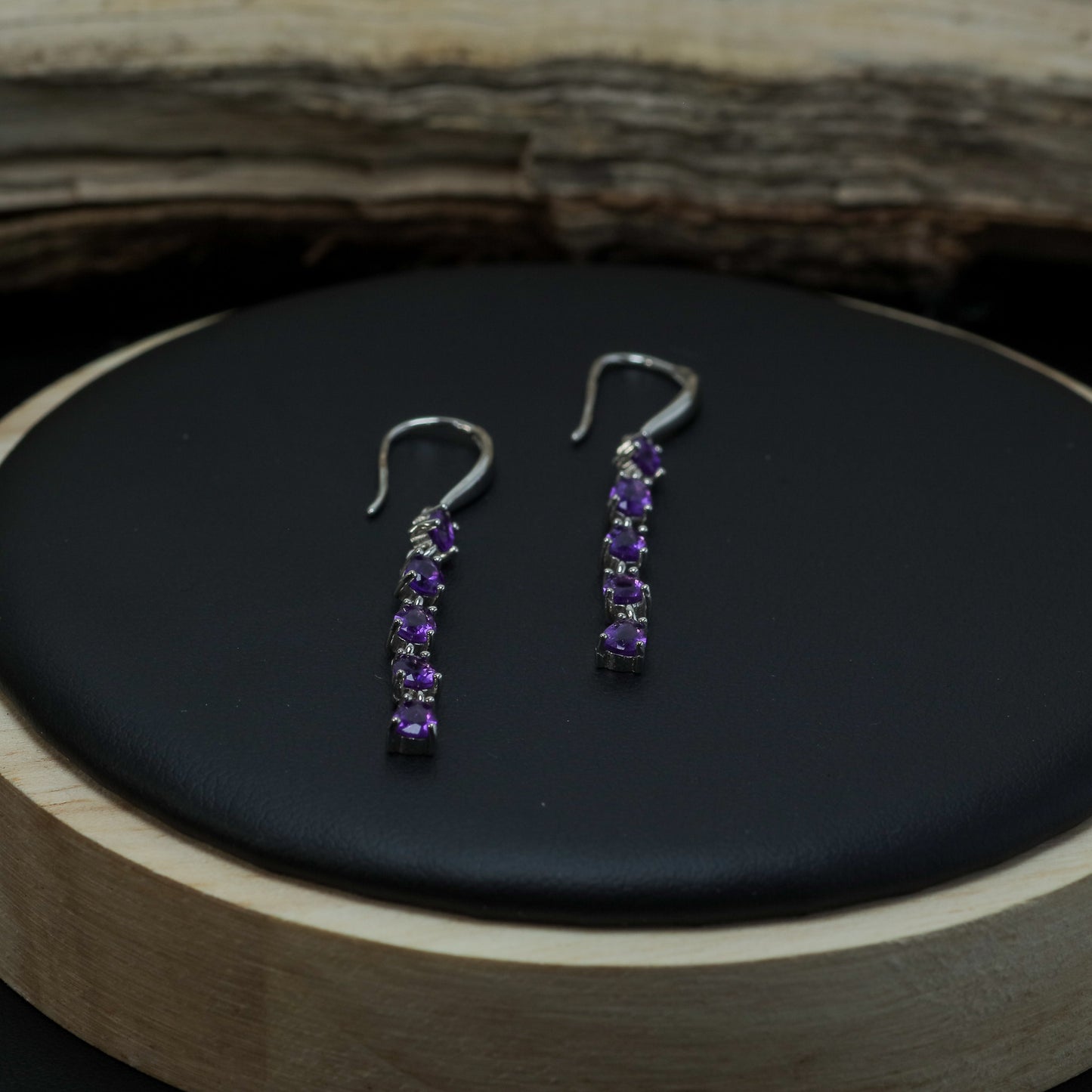 Natural Amethyst Sterling Silver Drop Earrings