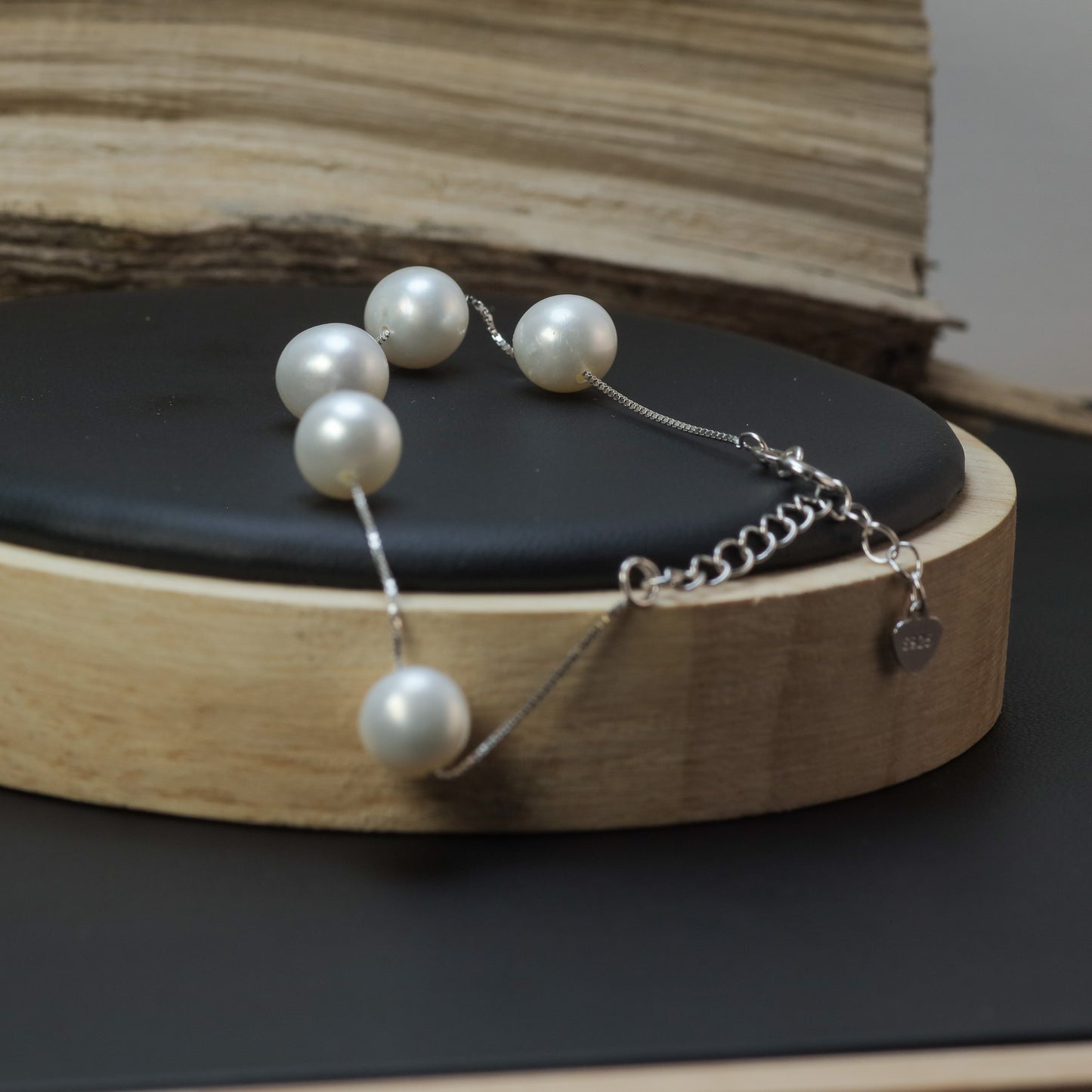 White Natural Cultured Pearl Station Bracelet