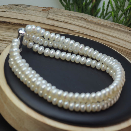 Classic Triple-Strand White Cultured Pearl Cuff Bracelet