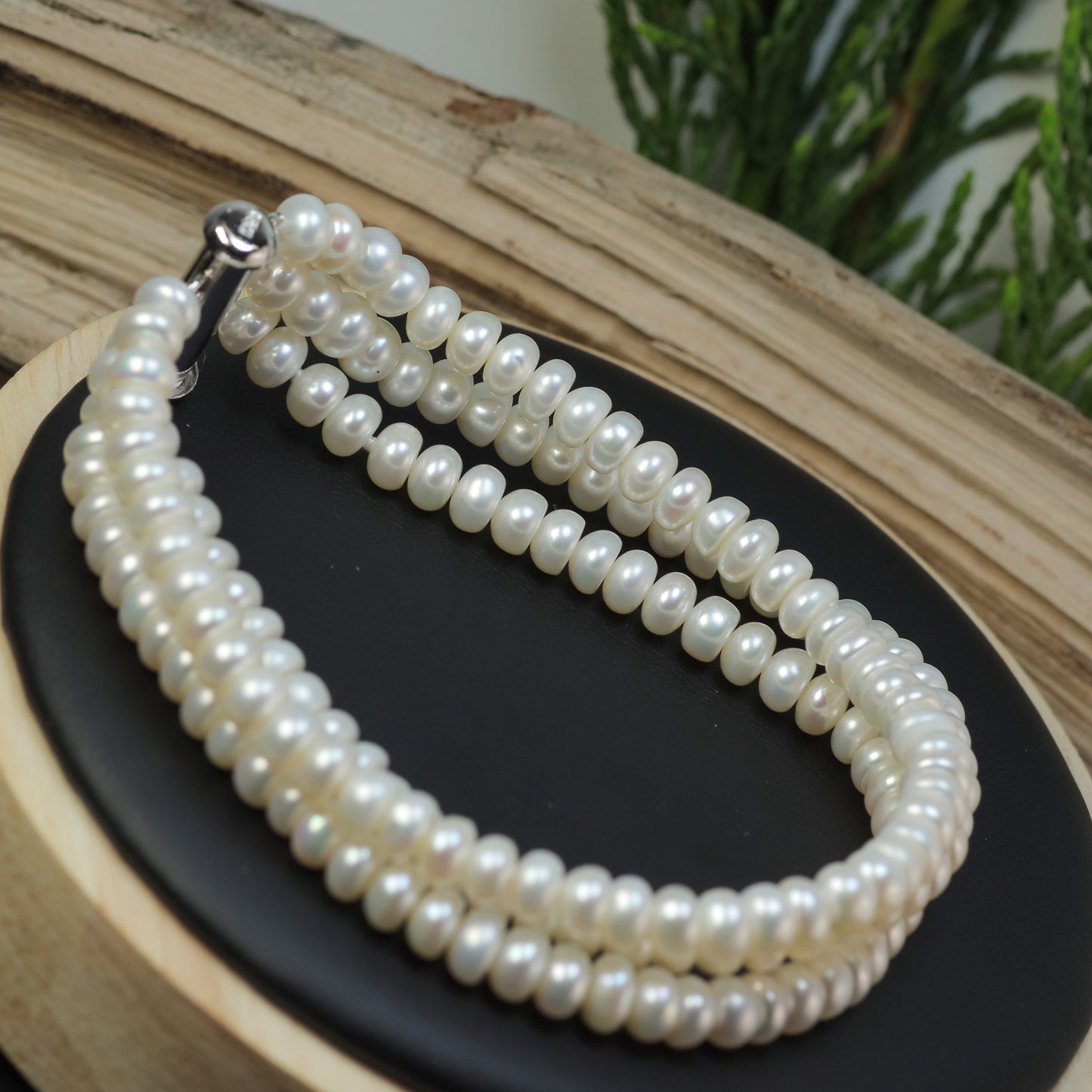 Classic Triple-Strand White Cultured Pearl Cuff Bracelet