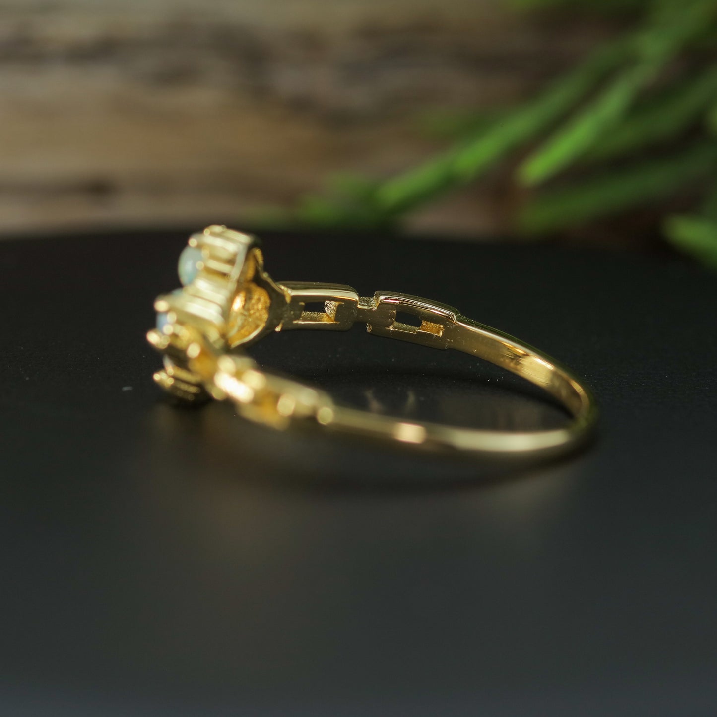 Natural Ethiopian Opal Clover Statement Ring