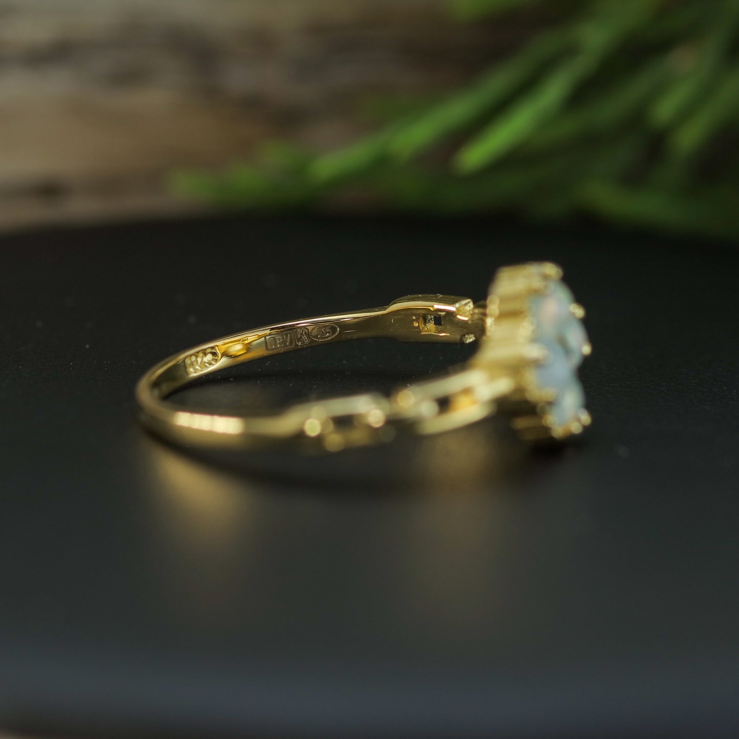 Natural Ethiopian Opal Clover Statement Ring