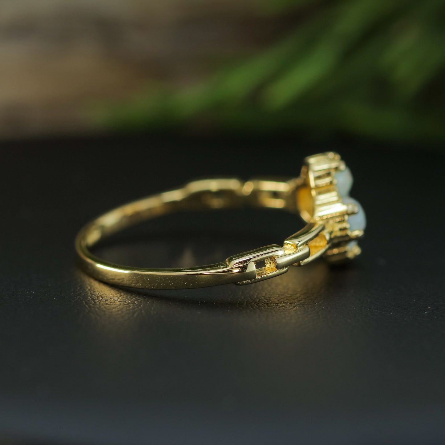 Natural Ethiopian Opal Clover Statement Ring