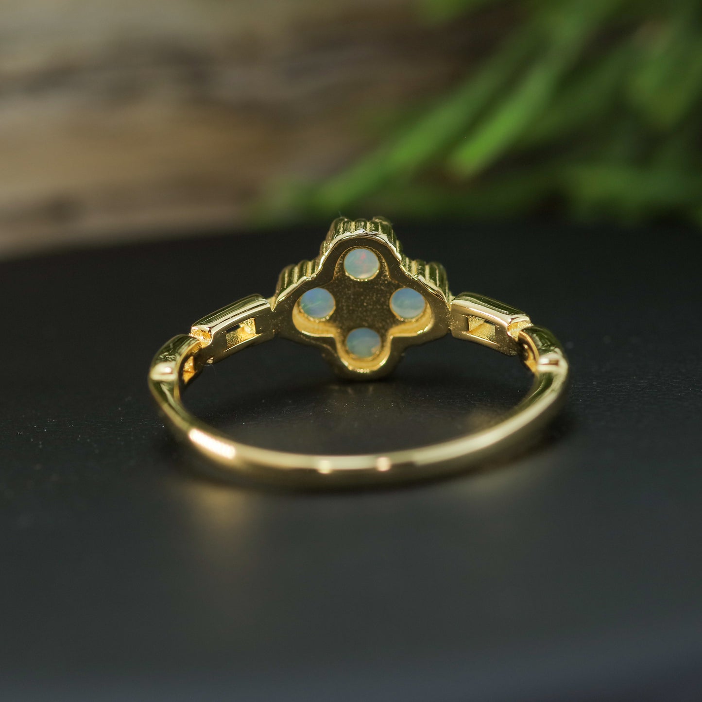 Natural Ethiopian Opal Clover Statement Ring