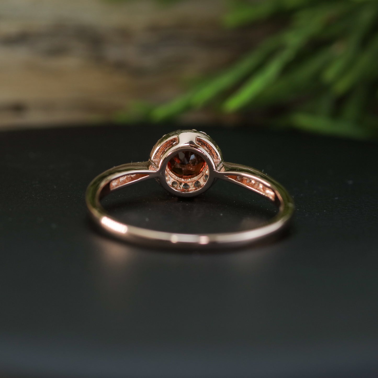 Natural Garnet Halo 925 silver Ring