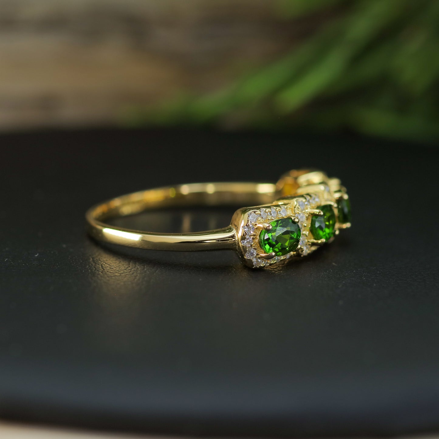 Natural Chrome Diopside 925 silver, Gold plated.