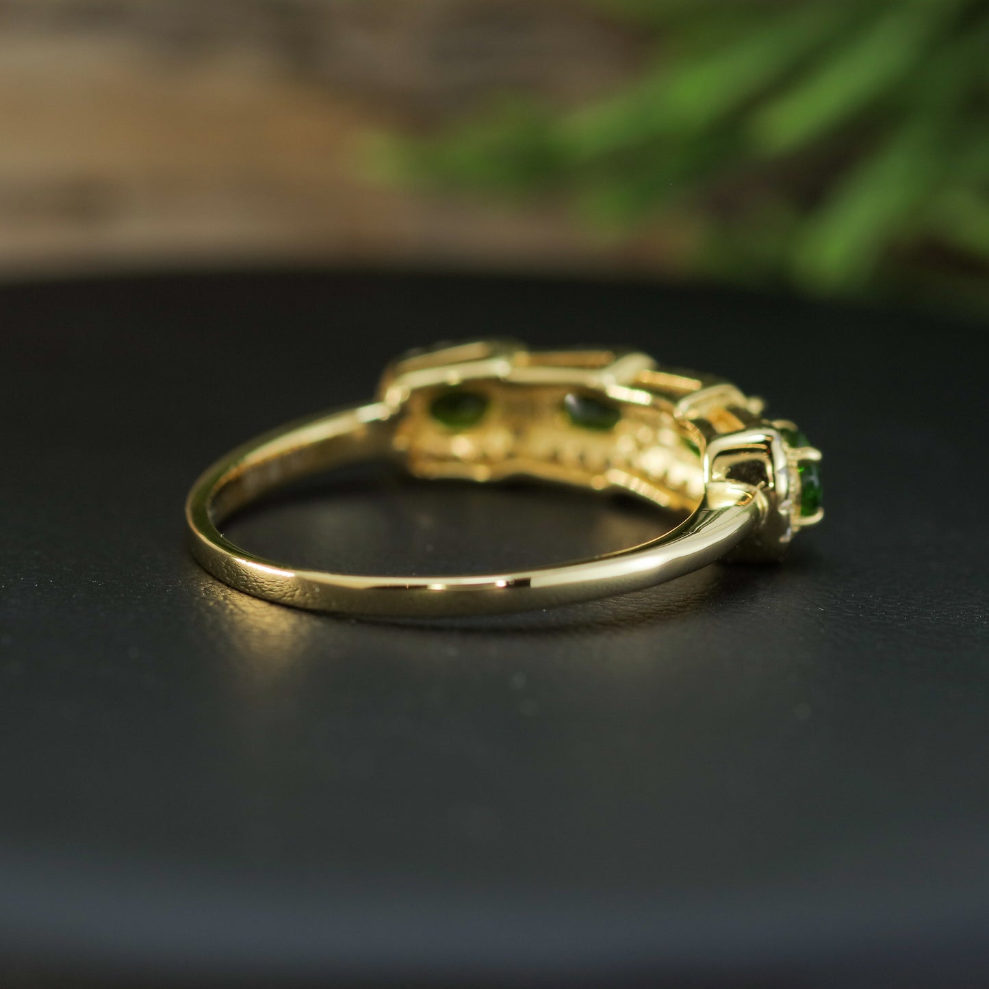 Natural Chrome Diopside 925 silver, Gold plated.