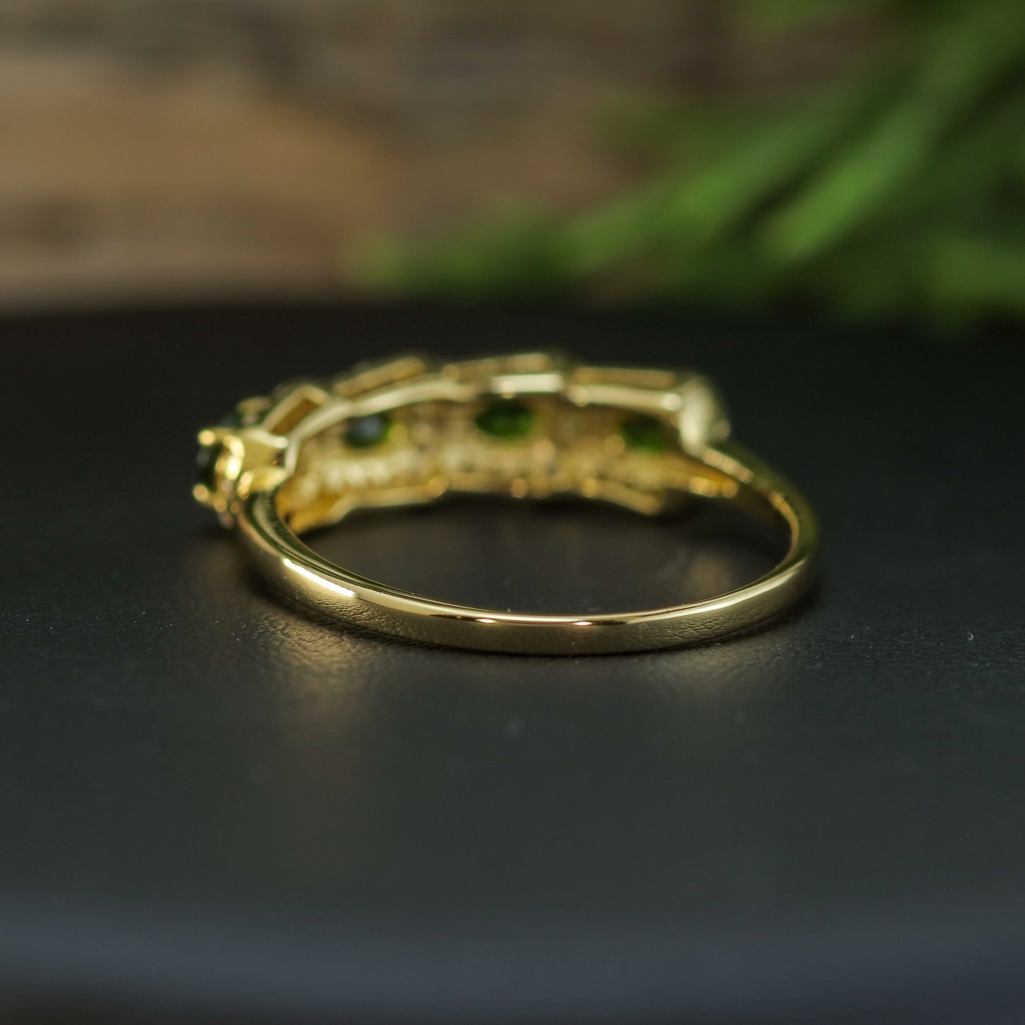 Natural Chrome Diopside 925 silver, Gold plated.