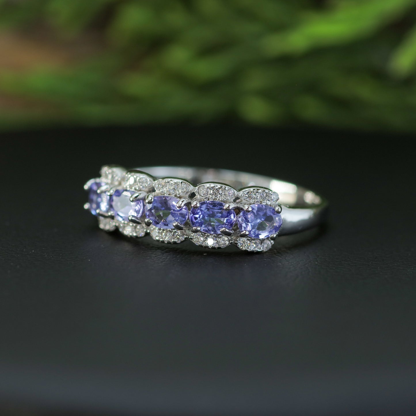 Natural Tanzanite Scalloped Five-Stone Ring