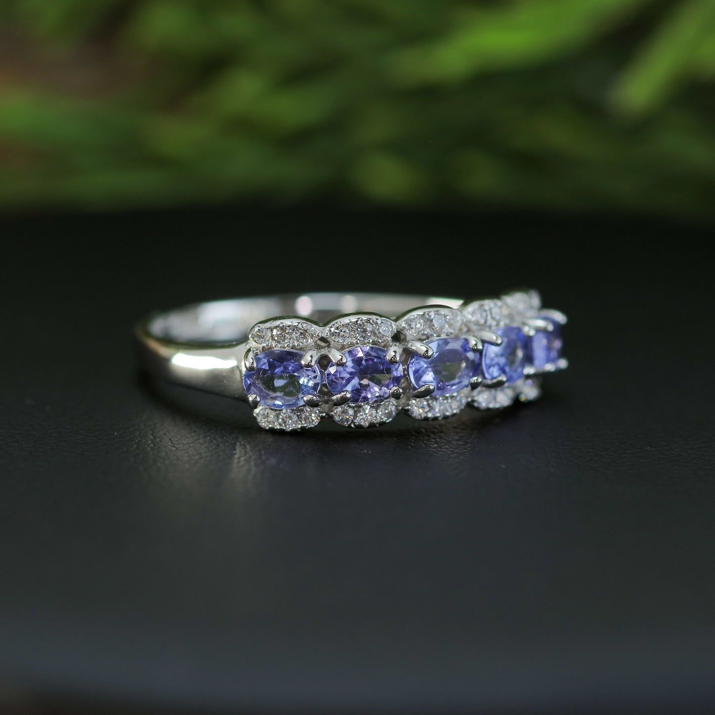 Natural Tanzanite Scalloped Five-Stone Ring