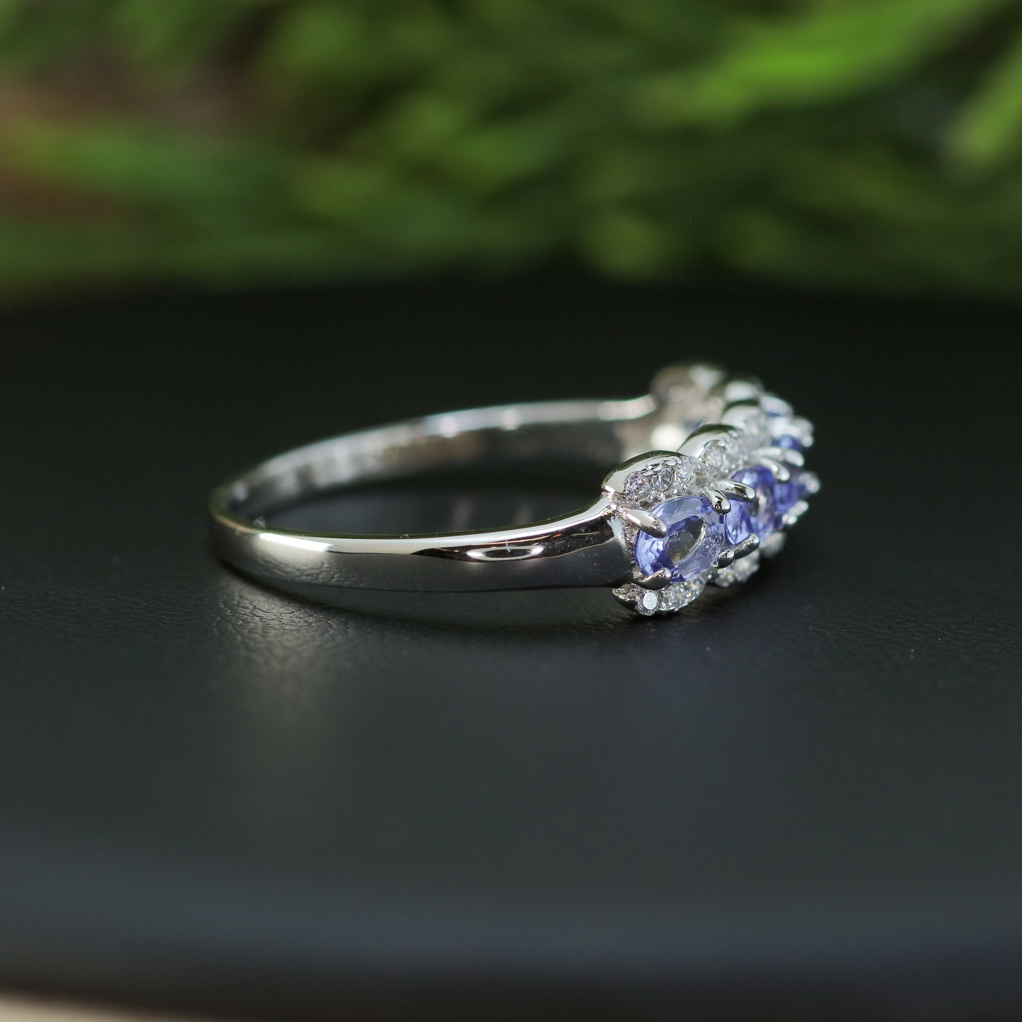 Natural Tanzanite Scalloped Five-Stone Ring