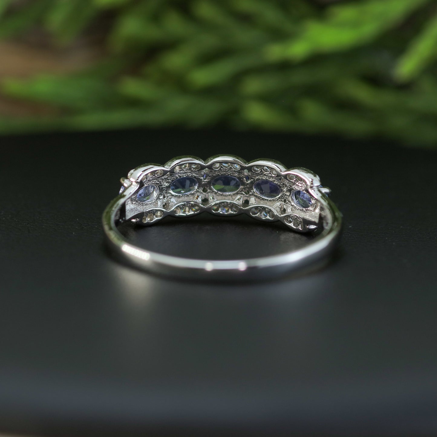 Natural Tanzanite Scalloped Five-Stone Ring