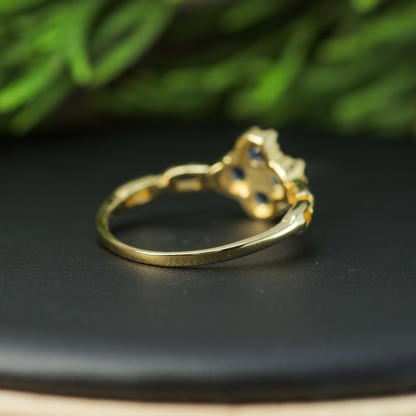 Natural Blue Sapphire Clover Statement Ring