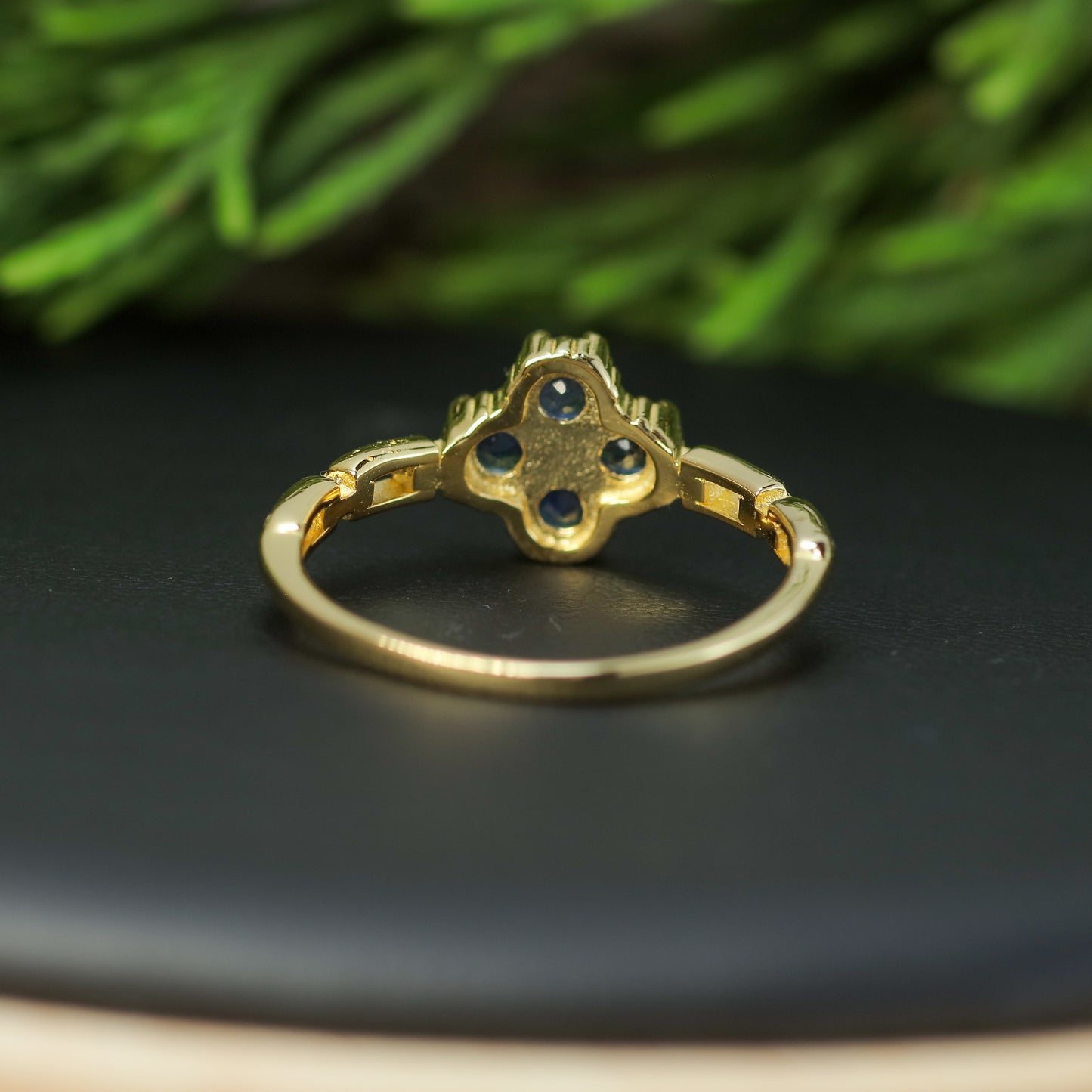Natural Blue Sapphire Clover Statement Ring