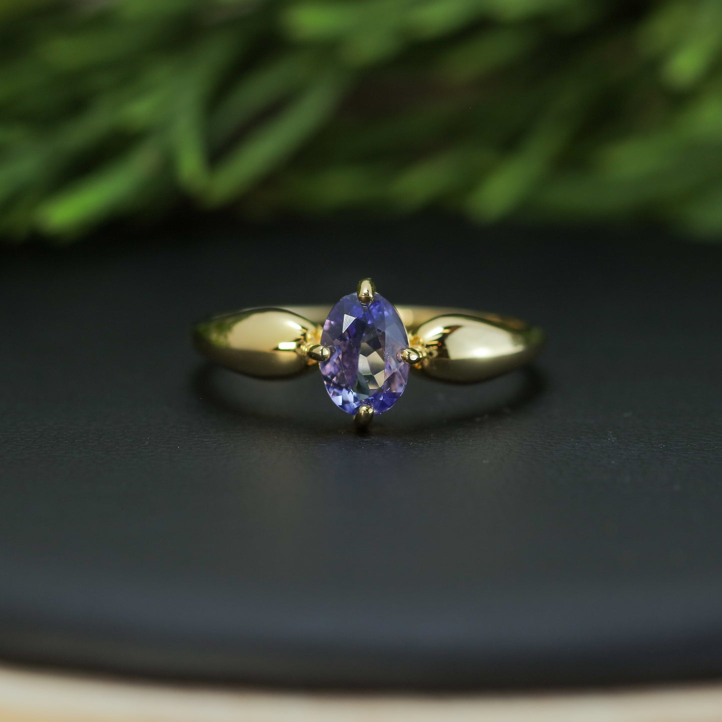 Natural Tanzanite Oval Solitaire Ring