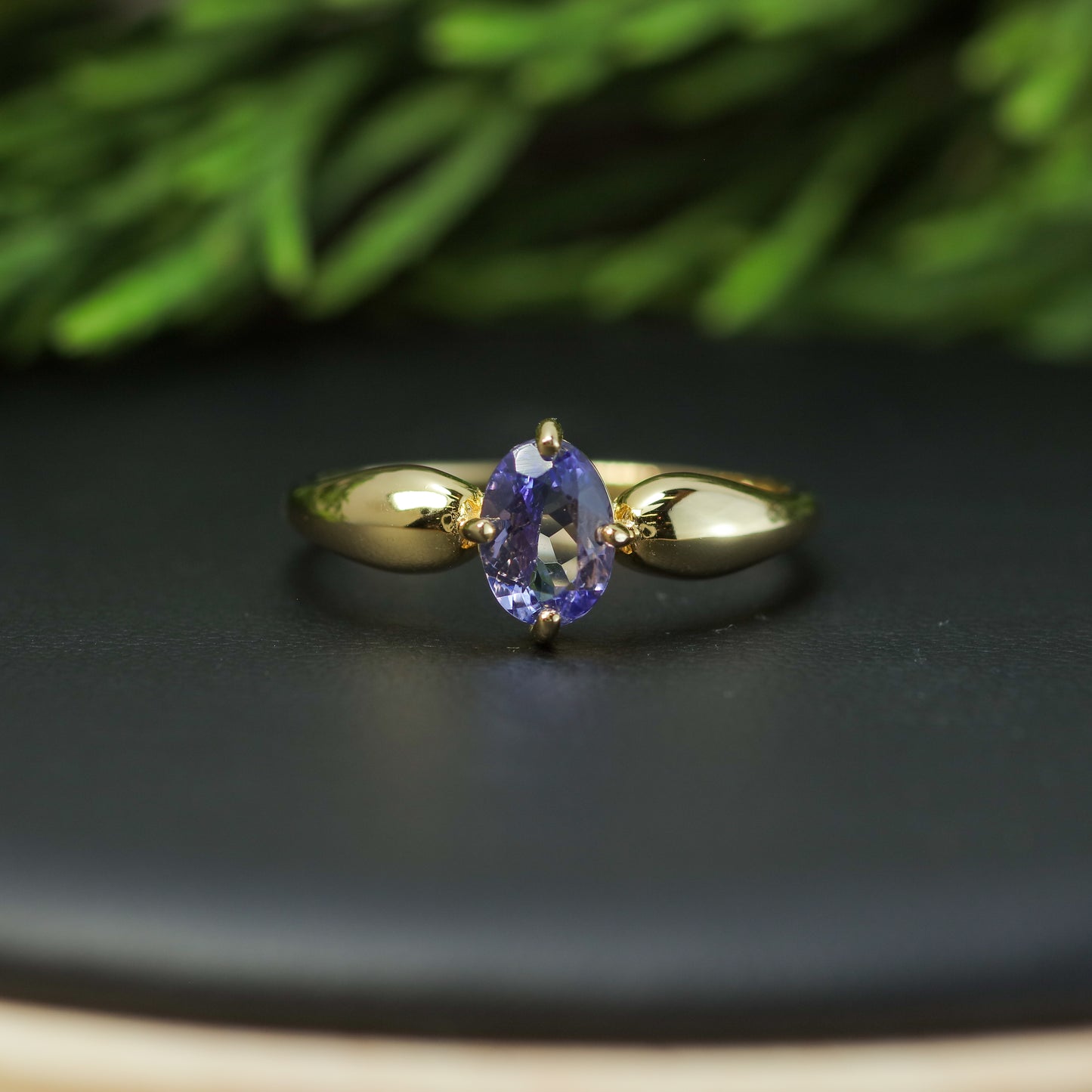 Natural Tanzanite Oval Solitaire Ring