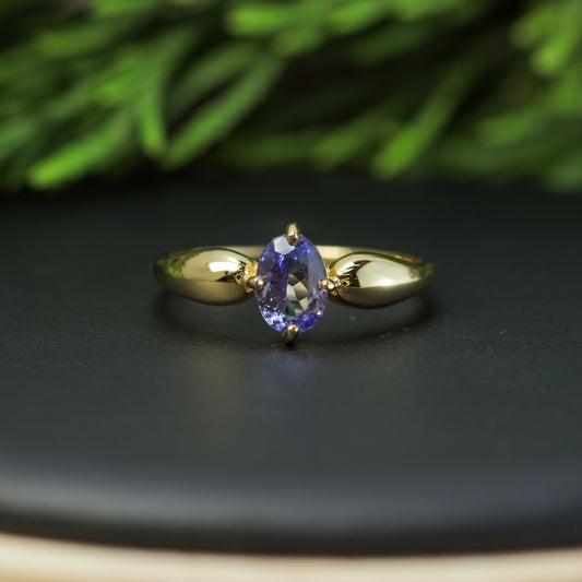 Natural Tanzanite Oval Solitaire Ring