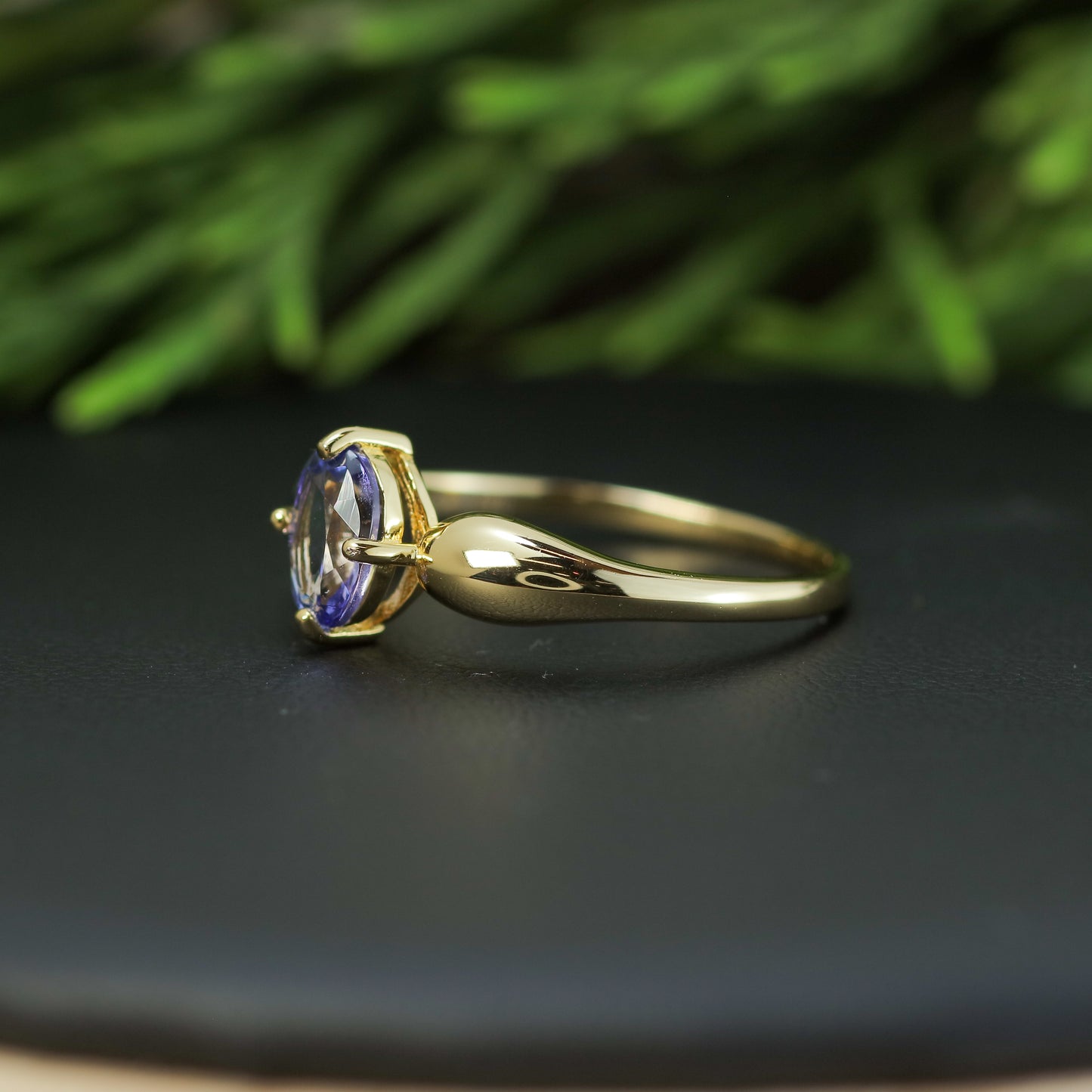 Natural Tanzanite Oval Solitaire Ring