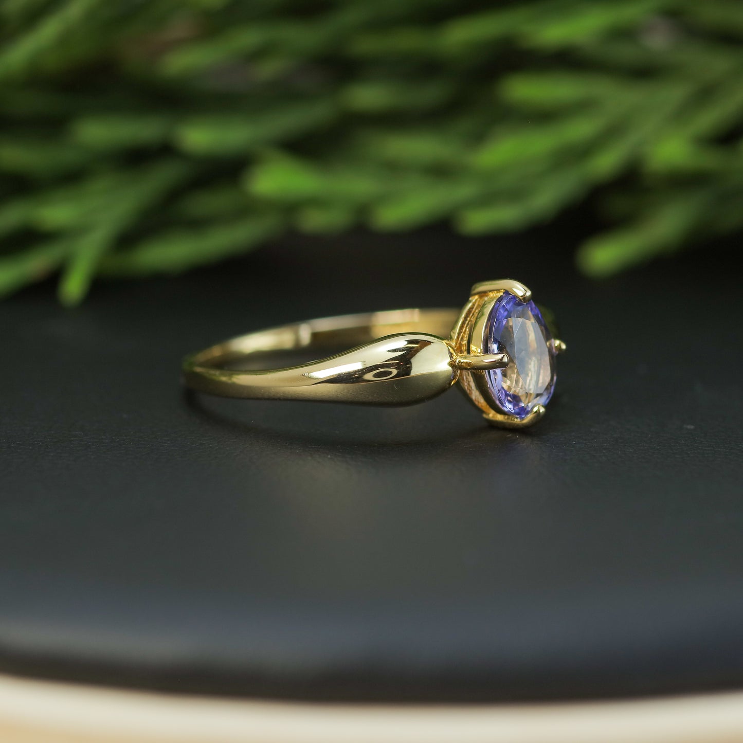Natural Tanzanite Oval Solitaire Ring