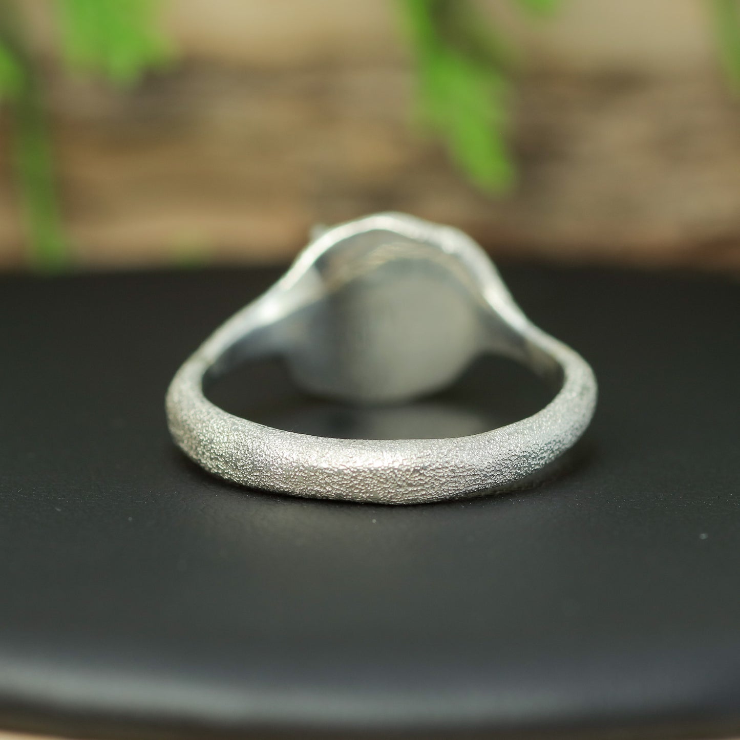 Handcrafted Coober Pedy White Opal & Lab Diamond Textured Ring