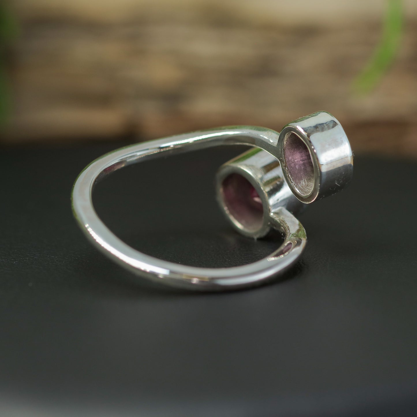 Handcrafted Ruby & Oval Spinel Silver Bypass Ring