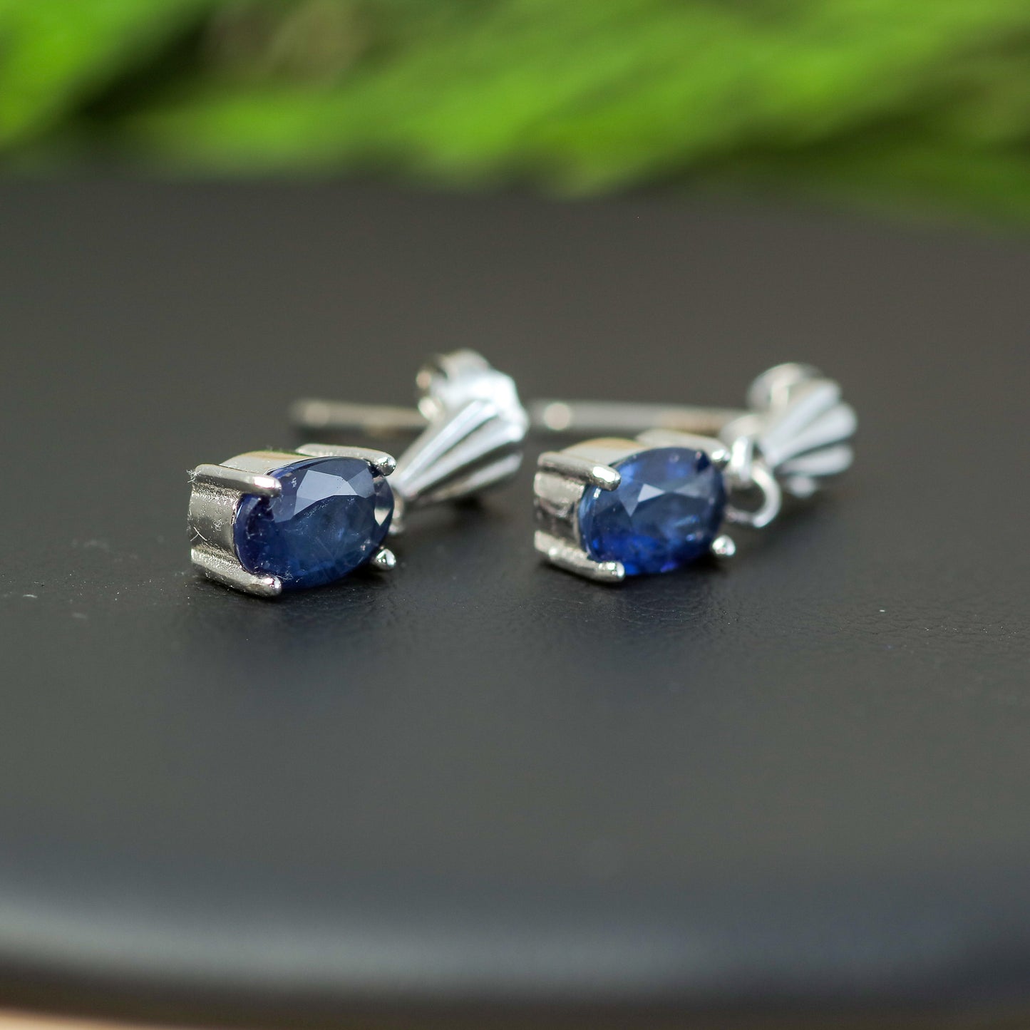 Natural Sapphire Art Deco-Inspired Dangle Earrings