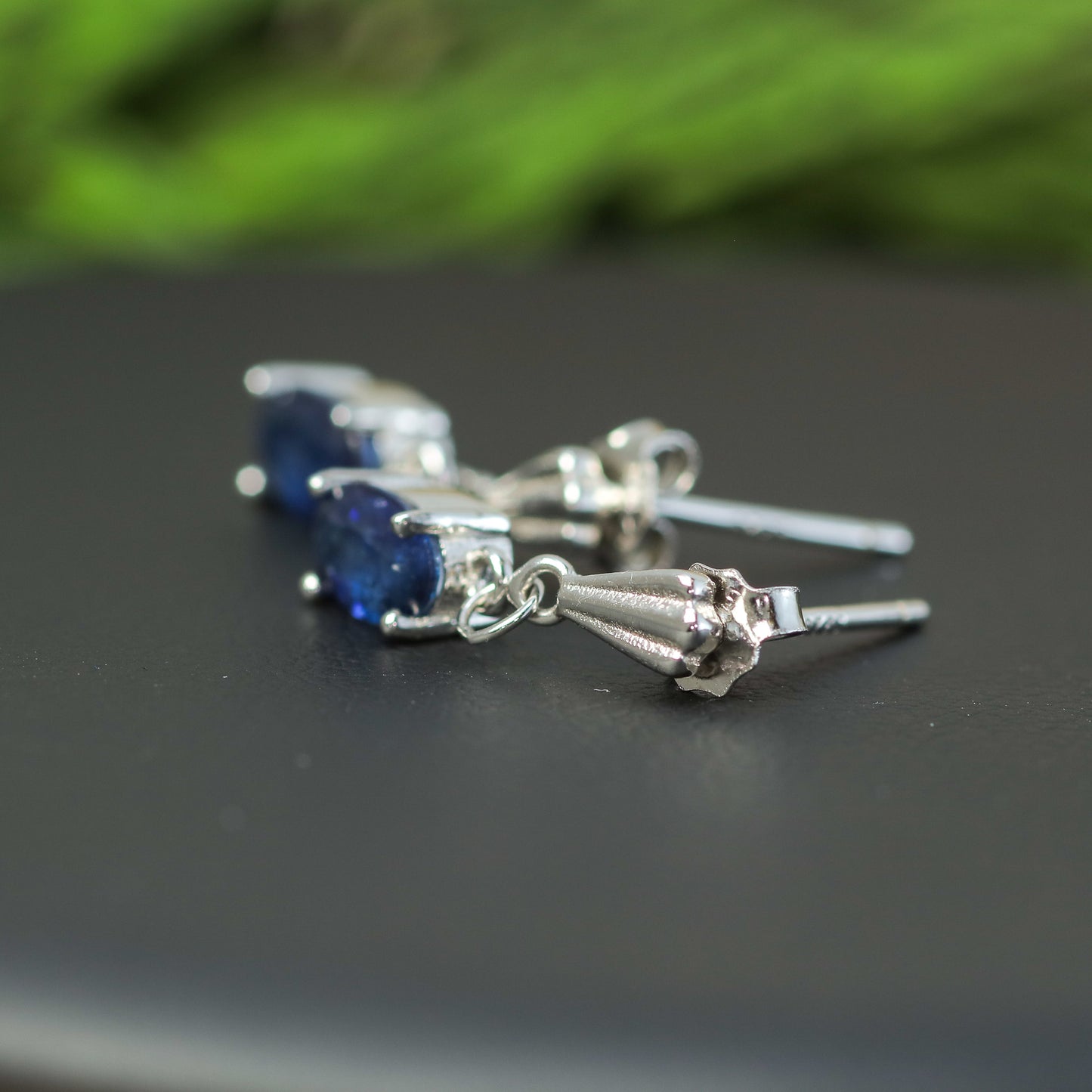 Natural Sapphire Art Deco-Inspired Dangle Earrings