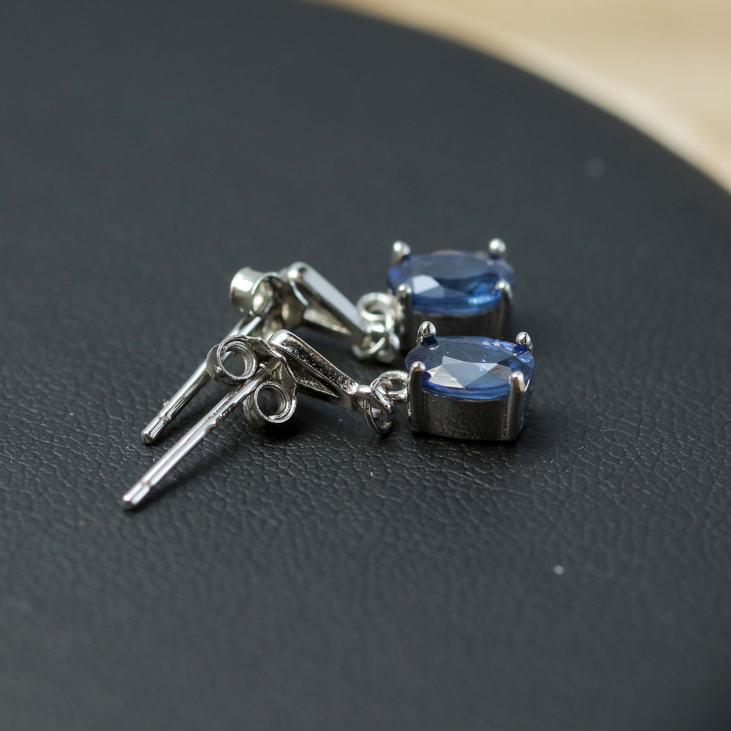 Natural Sapphire Art Deco-Inspired Dangle Earrings