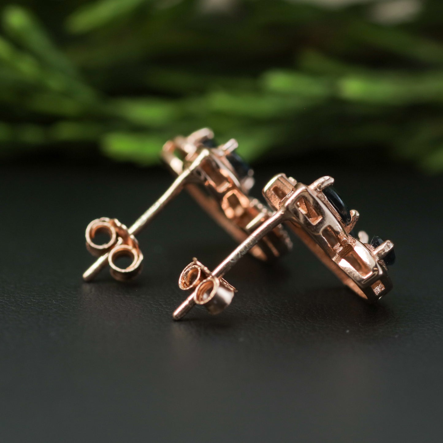 Natural Sapphire Botanical Stud Earrings