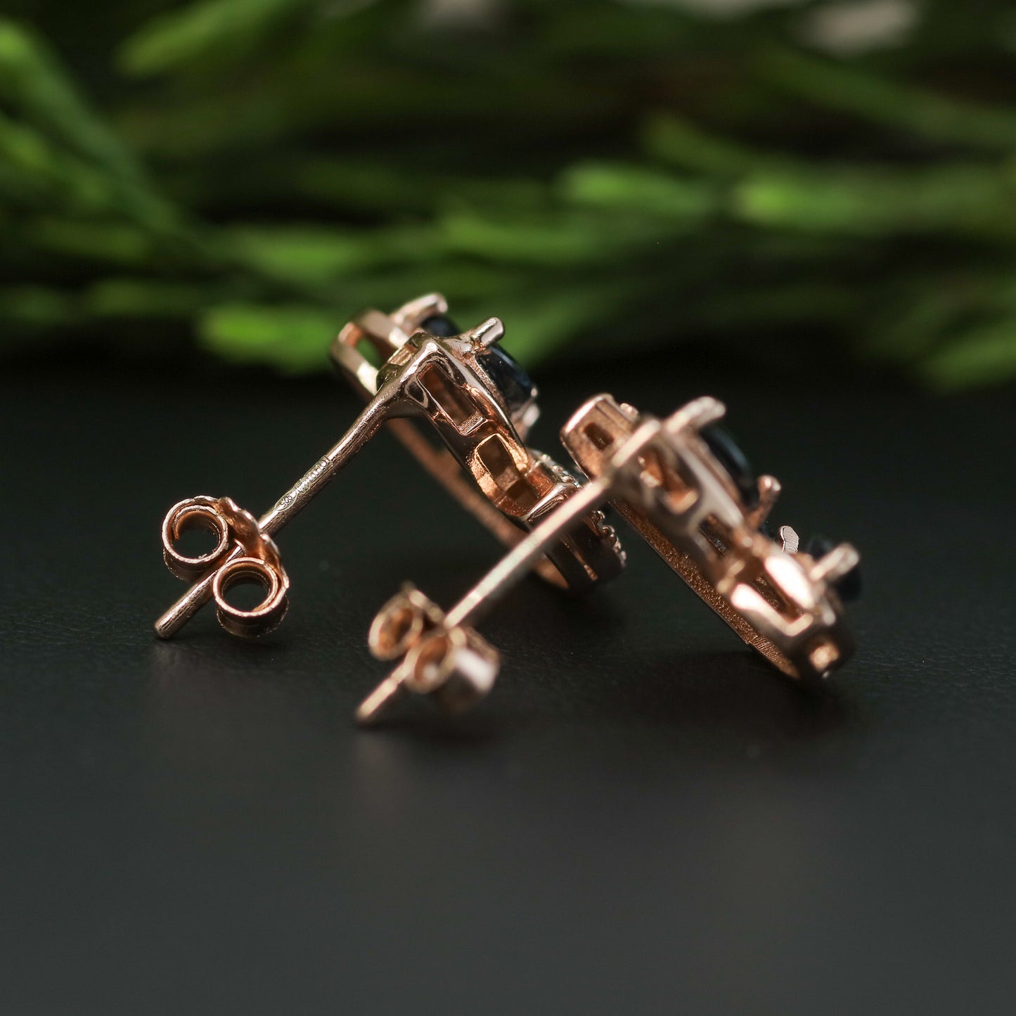 Natural Sapphire Botanical Stud Earrings