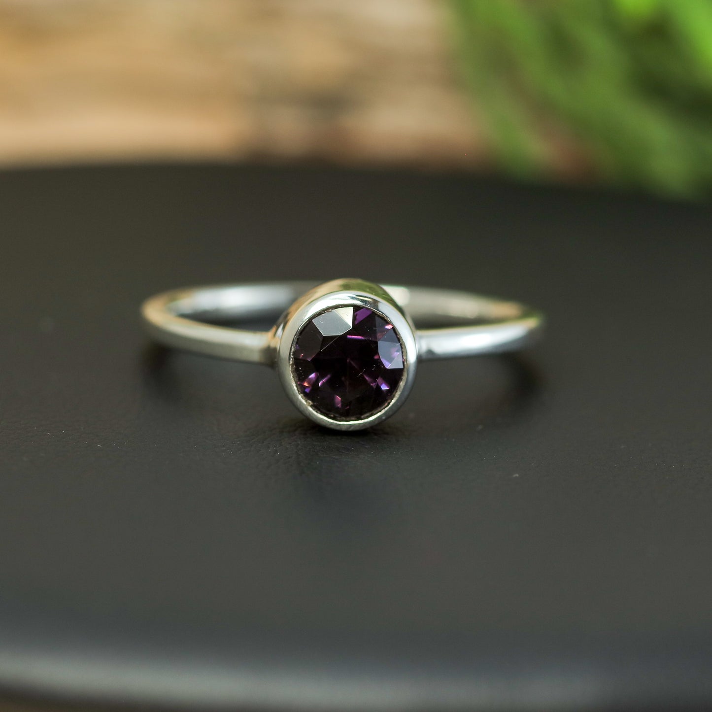 Bespoke Natural Violetish Purple Spinel Solitaire Ring