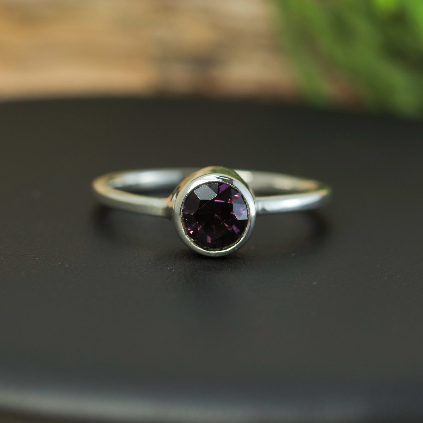 Bespoke Natural Violetish Purple Spinel Solitaire Ring