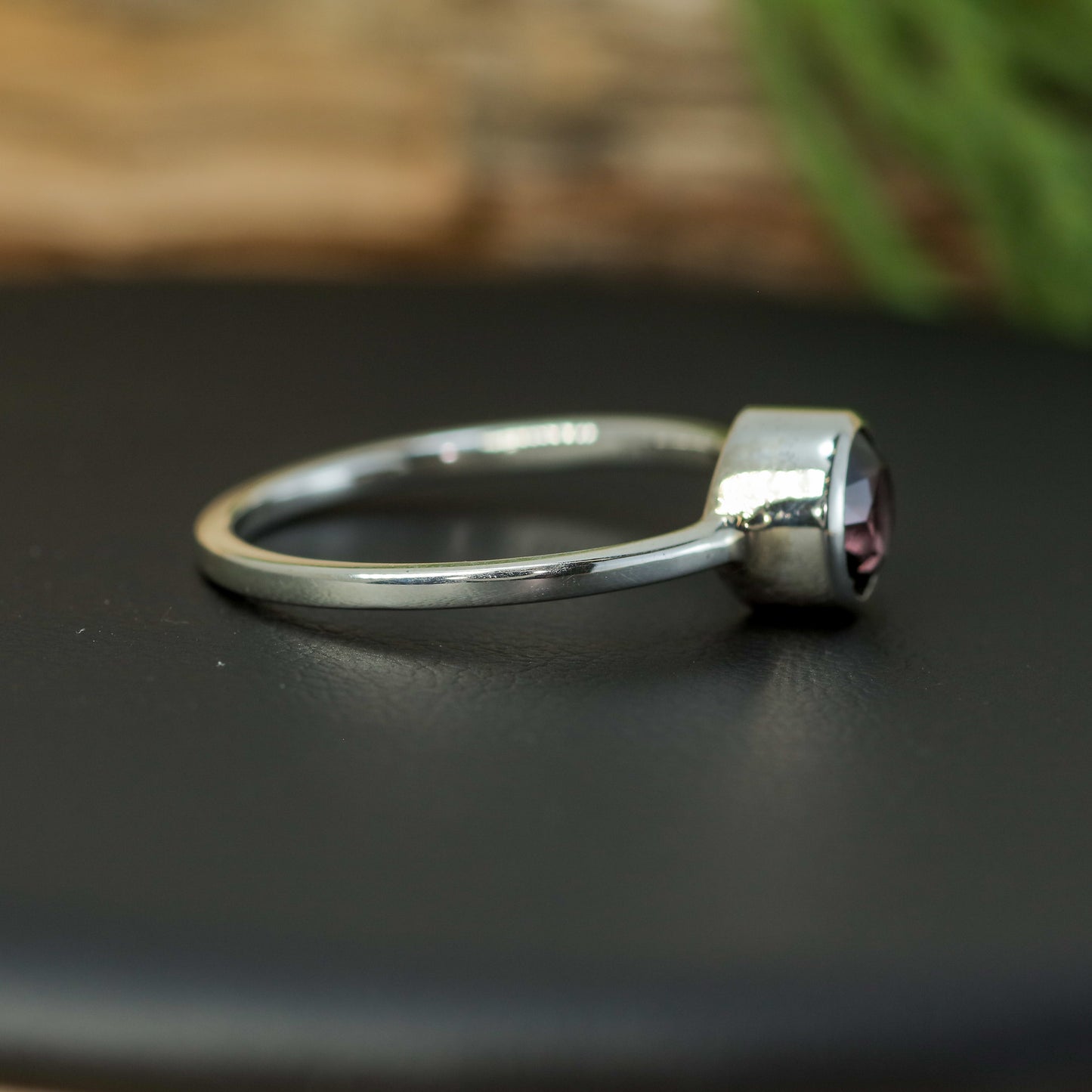 Bespoke Natural Violetish Purple Spinel Solitaire Ring