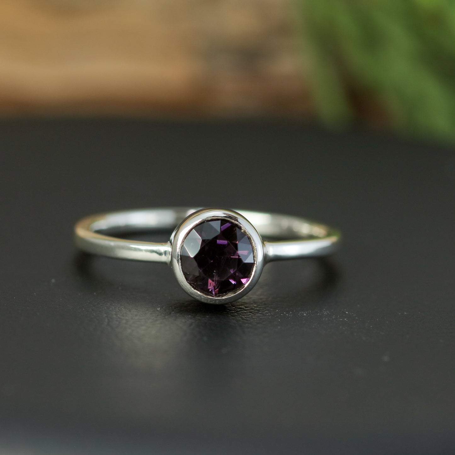 Bespoke Natural Violetish Purple Spinel Solitaire Ring